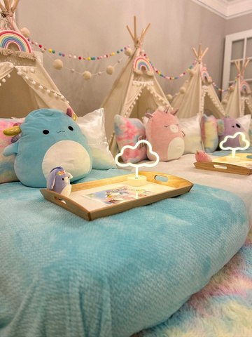 Squishmallow themed party setup