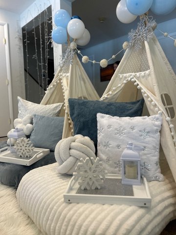 Winter Wonderland themed party setup