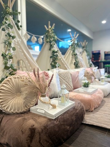 Boho themed party setup