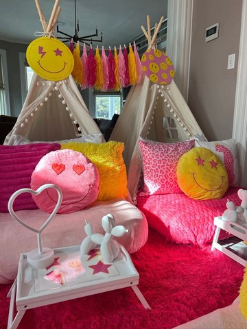 Pink Preppy themed party setup