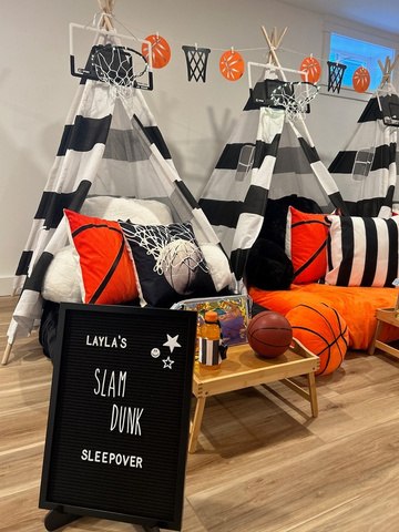 Basketball themed party setup