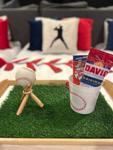 Baseball themed party setup
