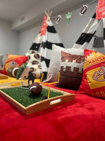 Football themed party setup