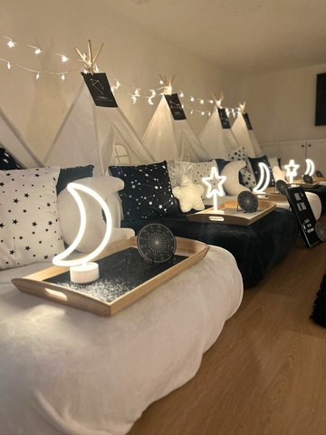 Under the Stars themed party setup